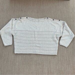 Prana Phono Sweater boatneck button shoulder Oatmeal color size XL